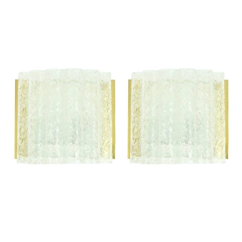 Pair of Mid-Century Modern Murano Ice Glass Wall Lights from Doria, 1960s