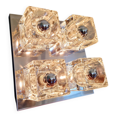 Plafonnier/Applique carré Ice Cube, Peill & Putzler, 1970