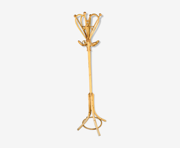 Vintage rattan parrot coat rack