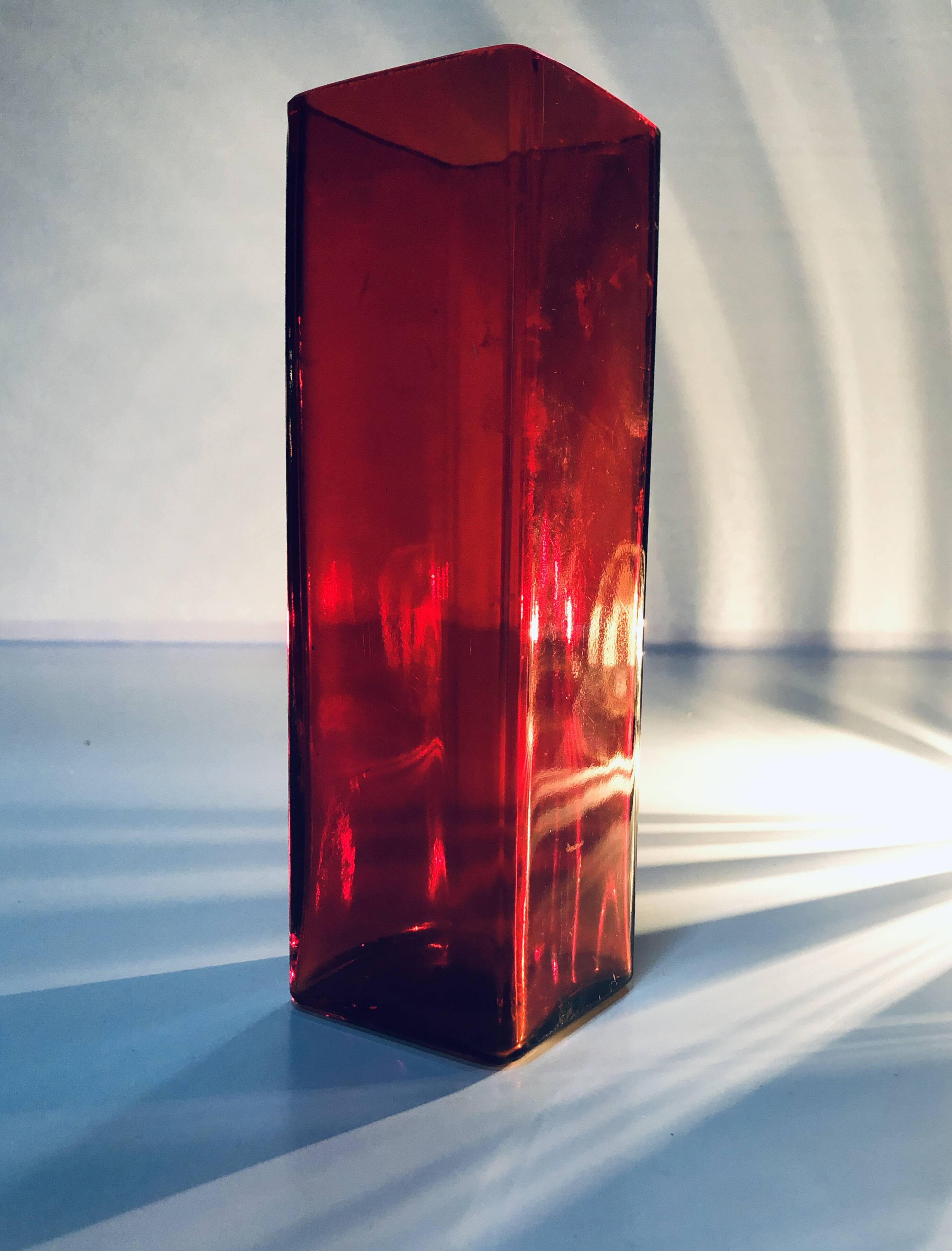Vintage vase • red glass • 1970's