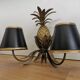 Vintage Gold Pineapple Wall Lamp with Black Shades: Mid-Century Retro Light