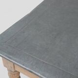 Table à manger rustique en pin français avec plateau en zinc, vers 1850
