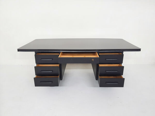 Bureau exécutif en bois noir, années 1960