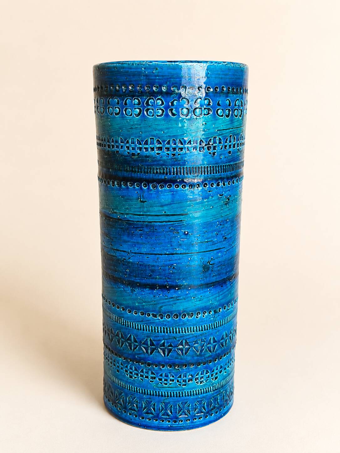 Large Rimini Blue Vintage Vase Italy - Bitossi - Aldo Londi 31 cm