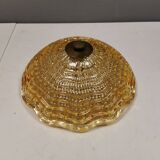 Vintage ceiling lamp in brass and golden/champagne crystal glass 1960s