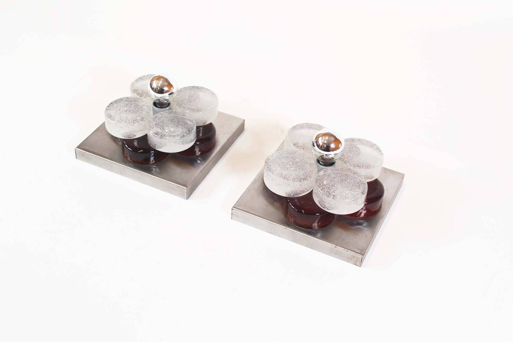 Brutalist glass wall sconce by Albano Poli for Poliarte, Italy 1970's