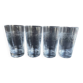4 verres à jus de fruits en cristal gravé