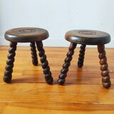 Pair of vintage 1950s tripod stools