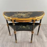 Console Demi-Lune Peinte et Dorée, Style Louis XVI, XXe Siècle