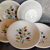 Six vintage plates in fine earthenware from Gien service "Gentilly"