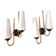Pair of sconces in black metal and gilded brass 1960 Vintage.