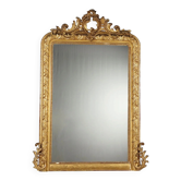 Antique eclectic style mirror in carved and gilded fir, Italy, 19th century.