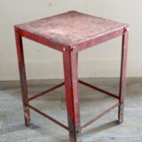 Red metal workshop stool