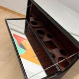 Art Deco Bar Cart in Black Lacquered Mahogany, Mirrored Glass & Chrome, France, 1930