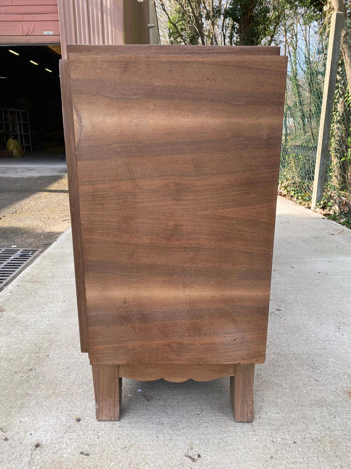 Art Deco sideboard with 4 doors, renovated in raw oak wood, 200cm