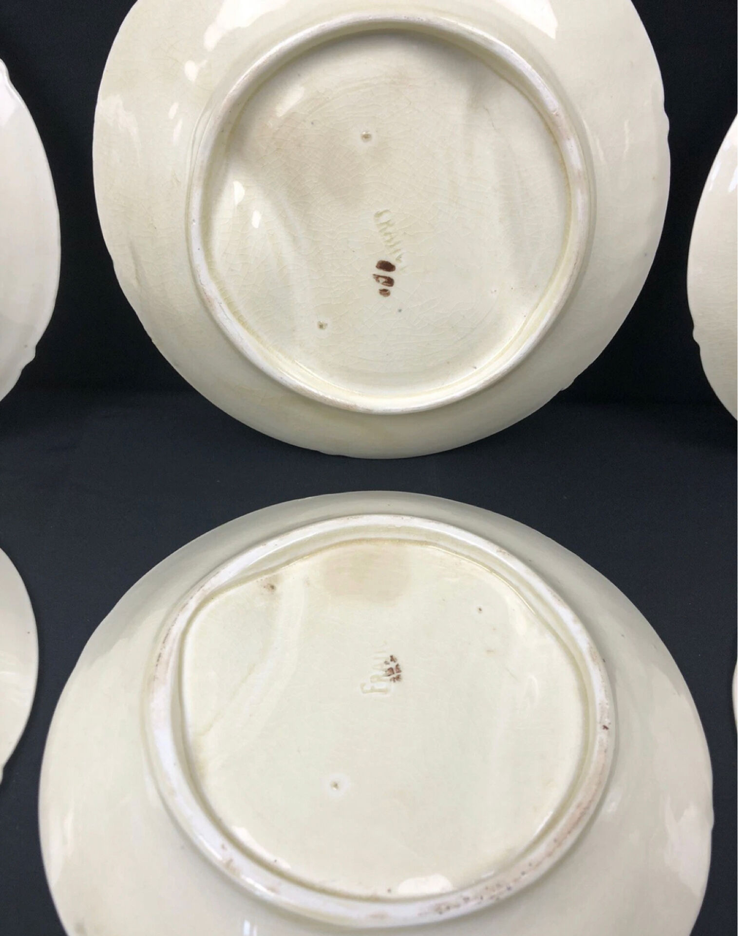 Set of 6 vintage Barbotine asparagus plates