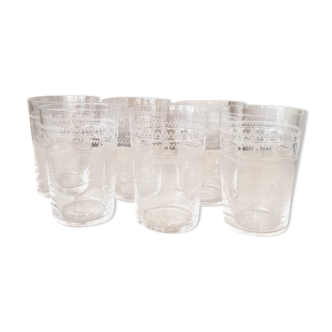 Suite of 5 glasses in crystal a cooked wine of the years 1930