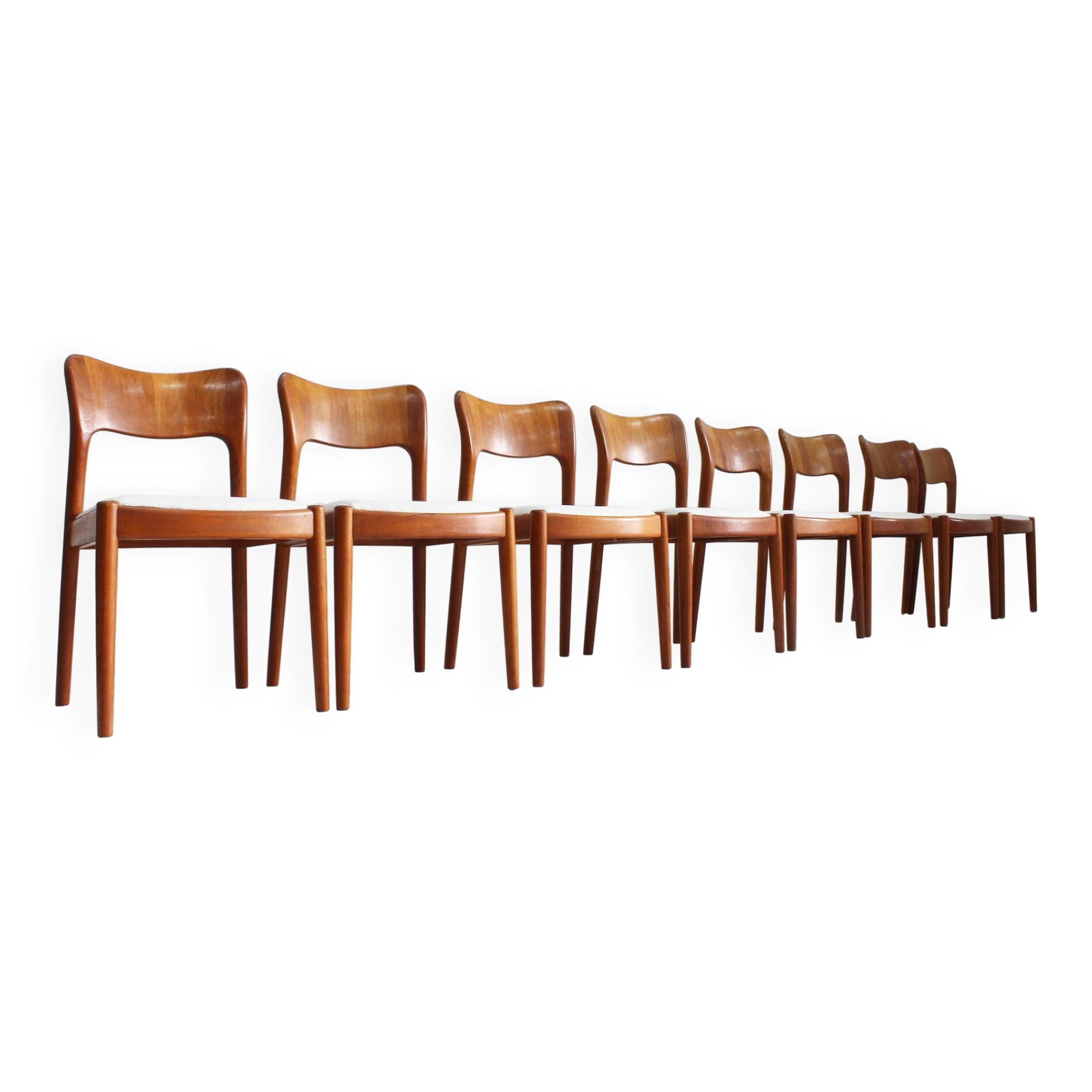 Set of 8 vintage Danish dining chairs by Niels Koefoed 1960s teak