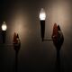 Mid-century Danish teak and brass wall lights, pair, 1960s