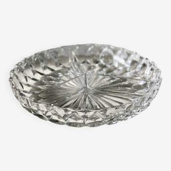 Round faceted crystal dish