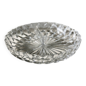 Round faceted crystal dish