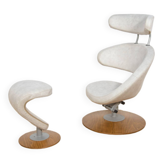 Fauteuil Ergonomique Modèle Peel avec Ottoman par Olav Eldoy pour Stokke, 2000s, Norvège, Set de 2