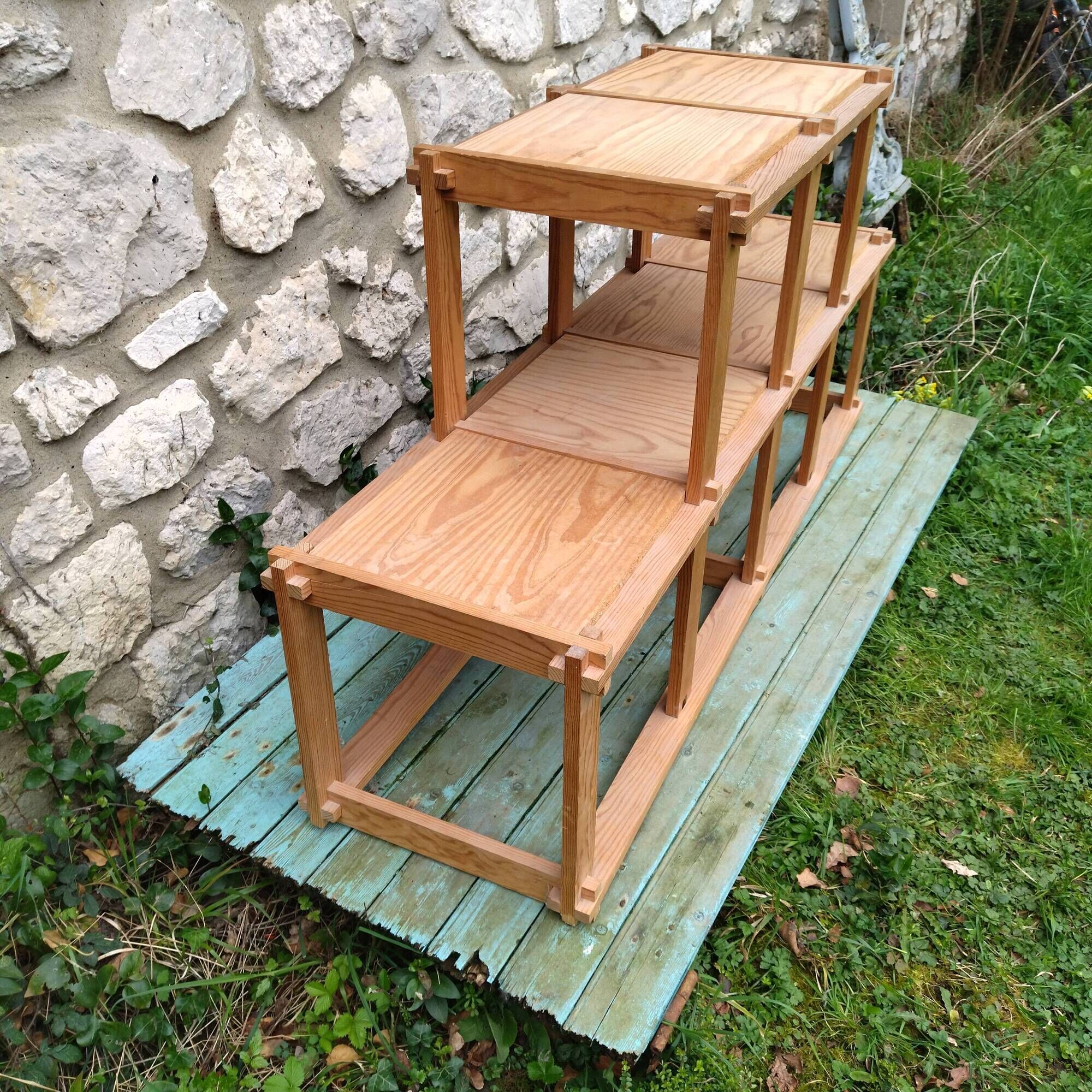 Solid wood shelf pine revival bauhaus 70s