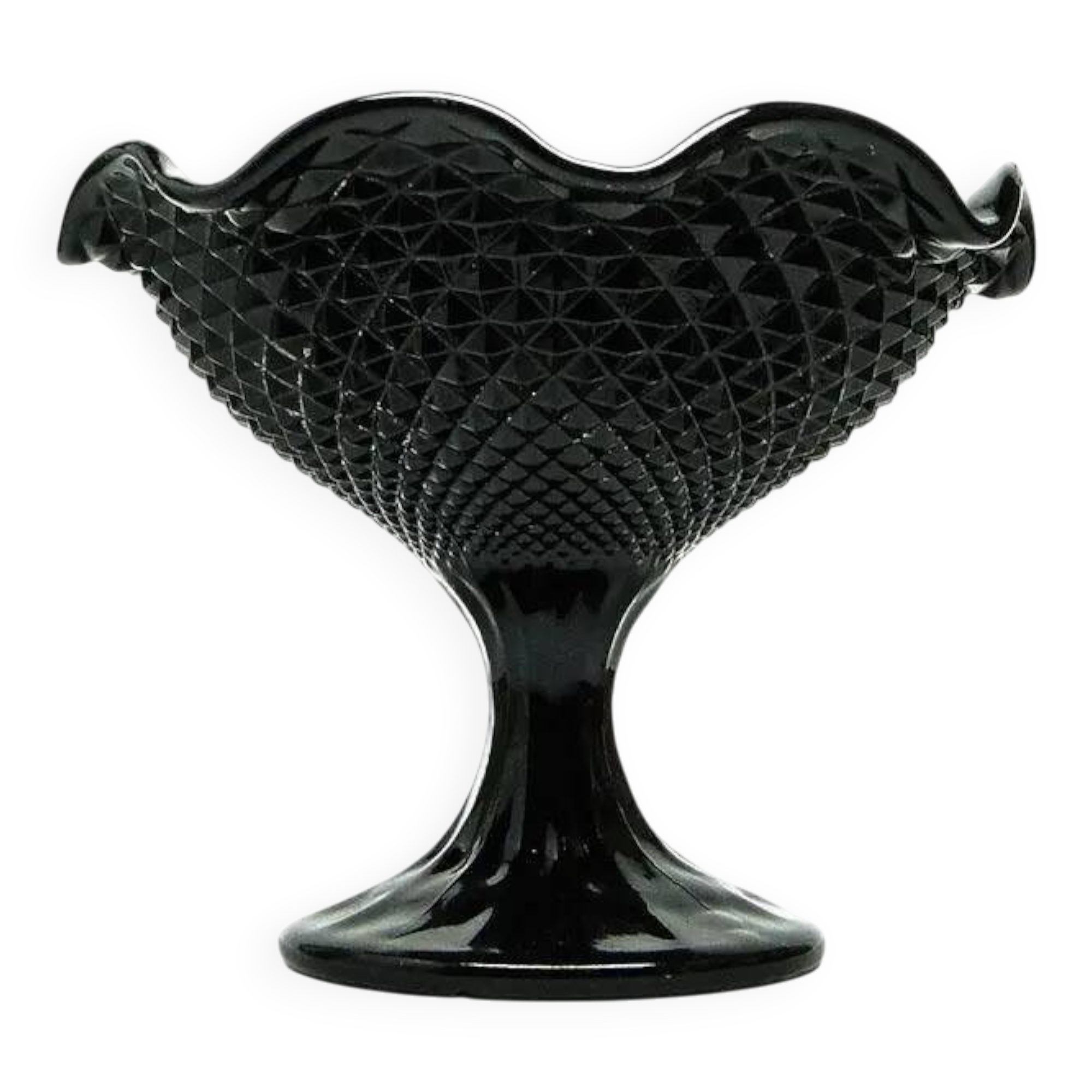 Sugar bowl, New Postmodernism, black hyalite glass, Ząbkowice, Poland, 1970s