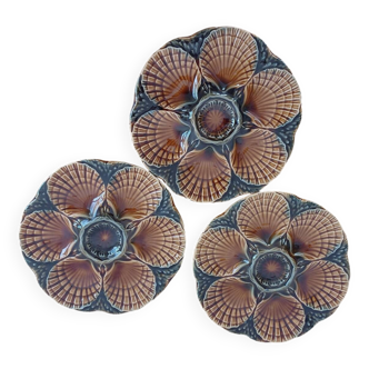 Assiettes à huîtres barbotine Sarreguemines