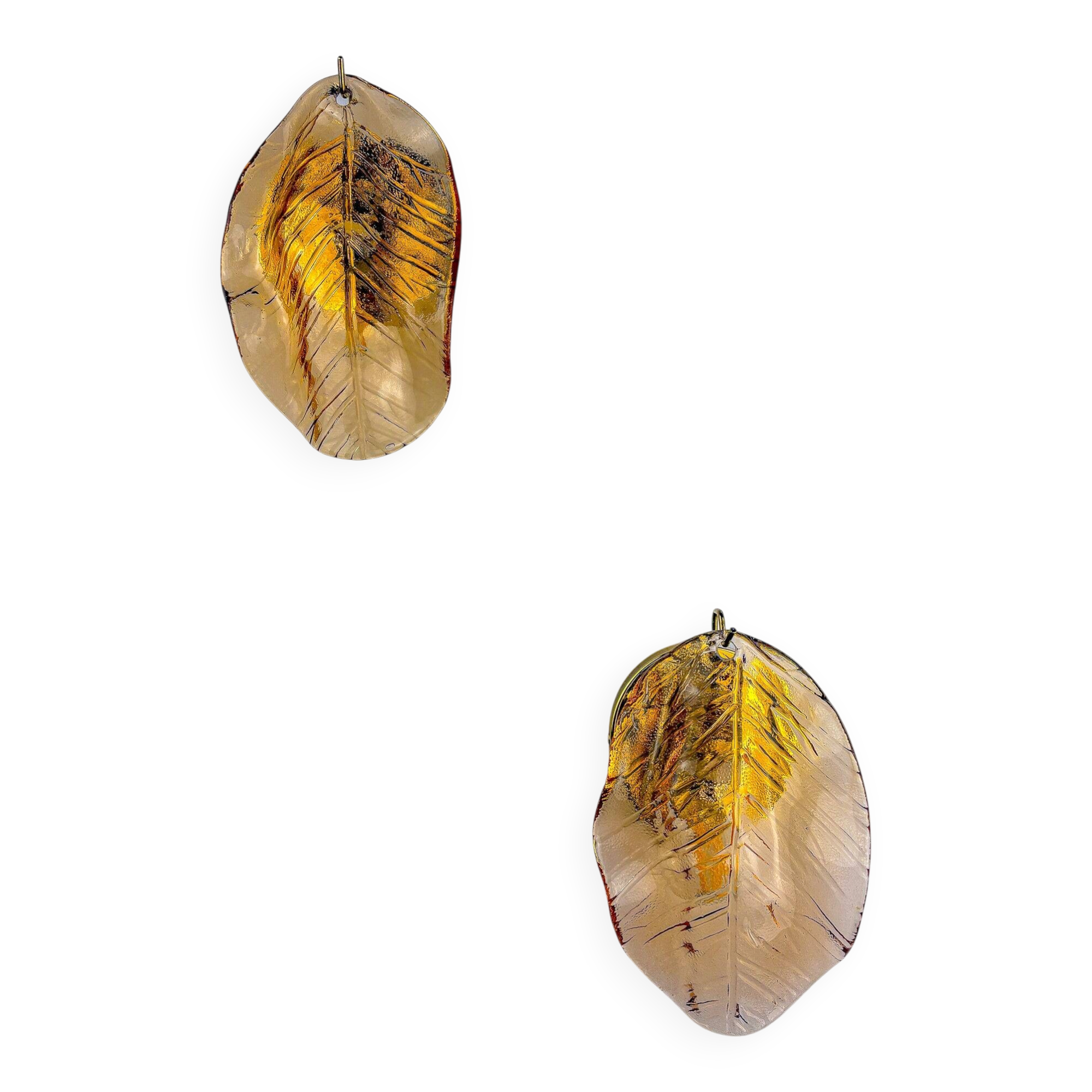 Pair of "Leaf" Murano pink glass wall sconces, Italy, circa 1970s