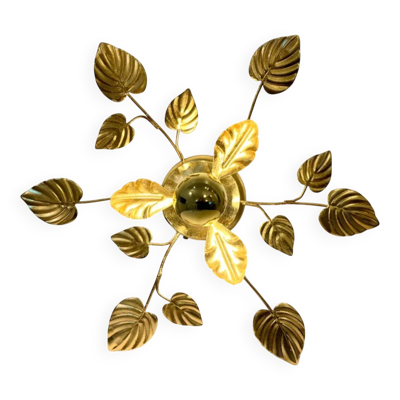 Applique fleur métal doré à la feuille d'or vintage 1970 - 80