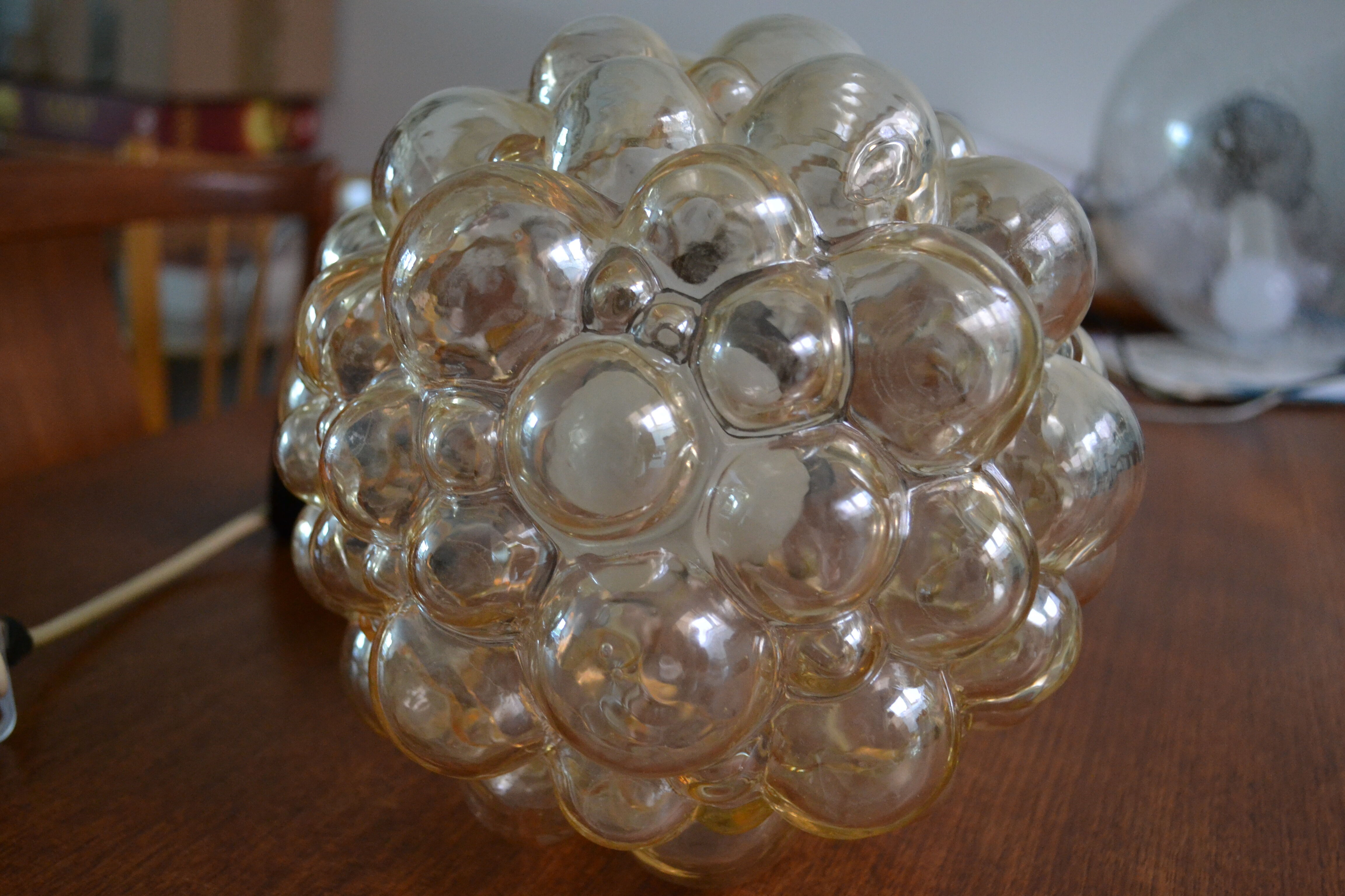 Hanging Helena Tynell amber glass bubbles 60s