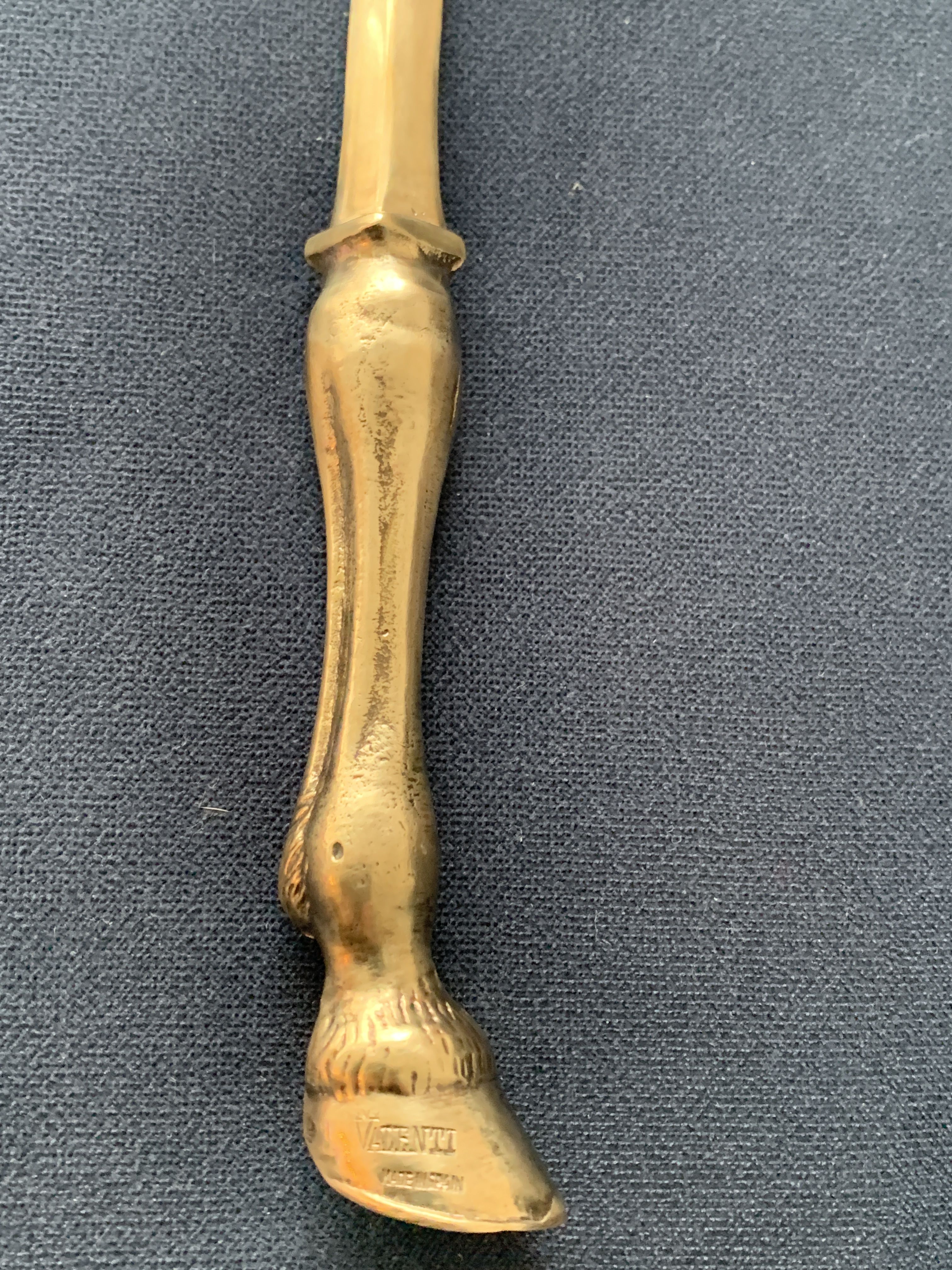 Valenti bronze paper cup or zoomorphic letter opener, horse leg, 1960
