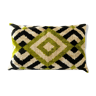 Coussin velours Ikat losanges vert