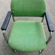 Scandinavian office chair in green fabric and curved steel