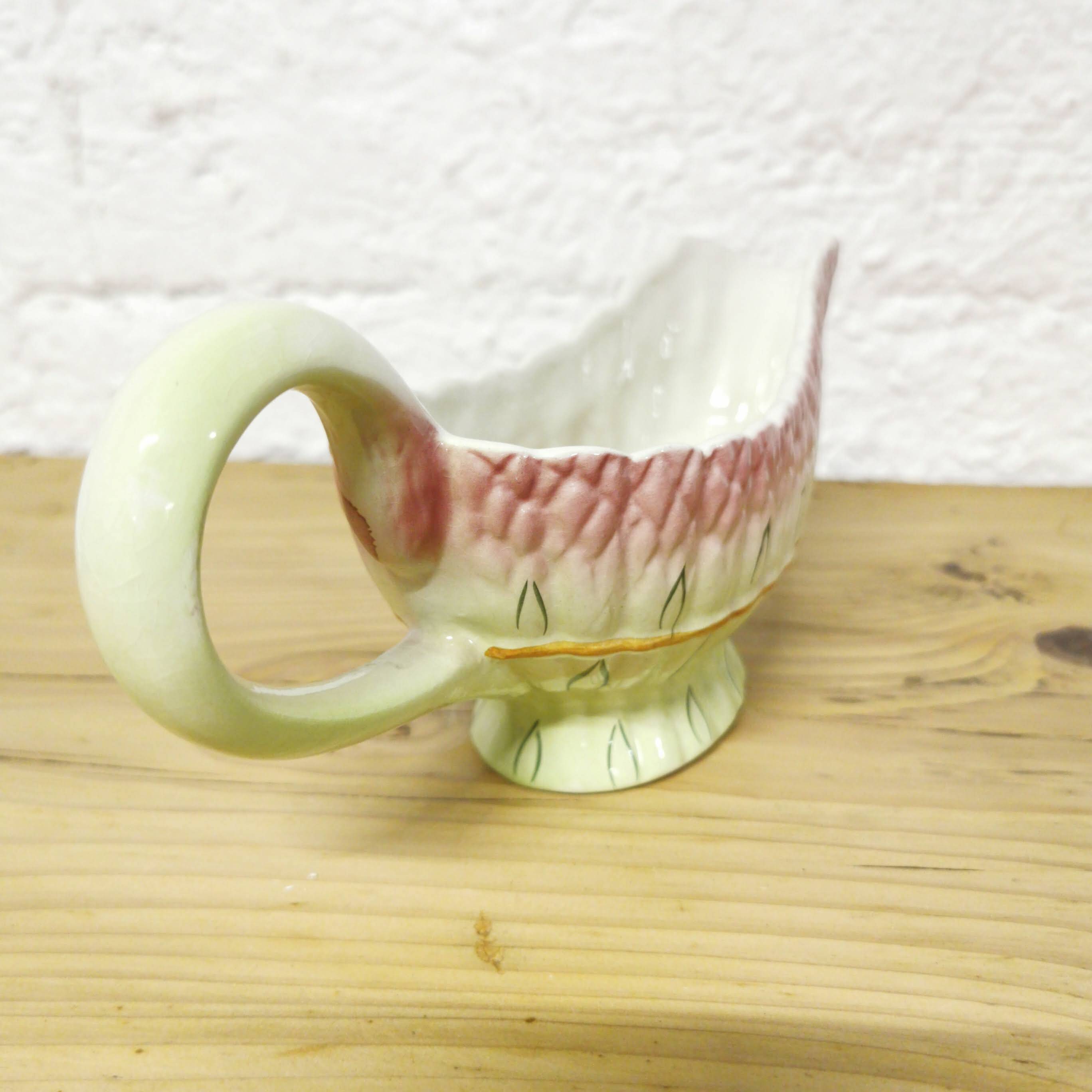 Vintage asparagus motif slipware sauceboat