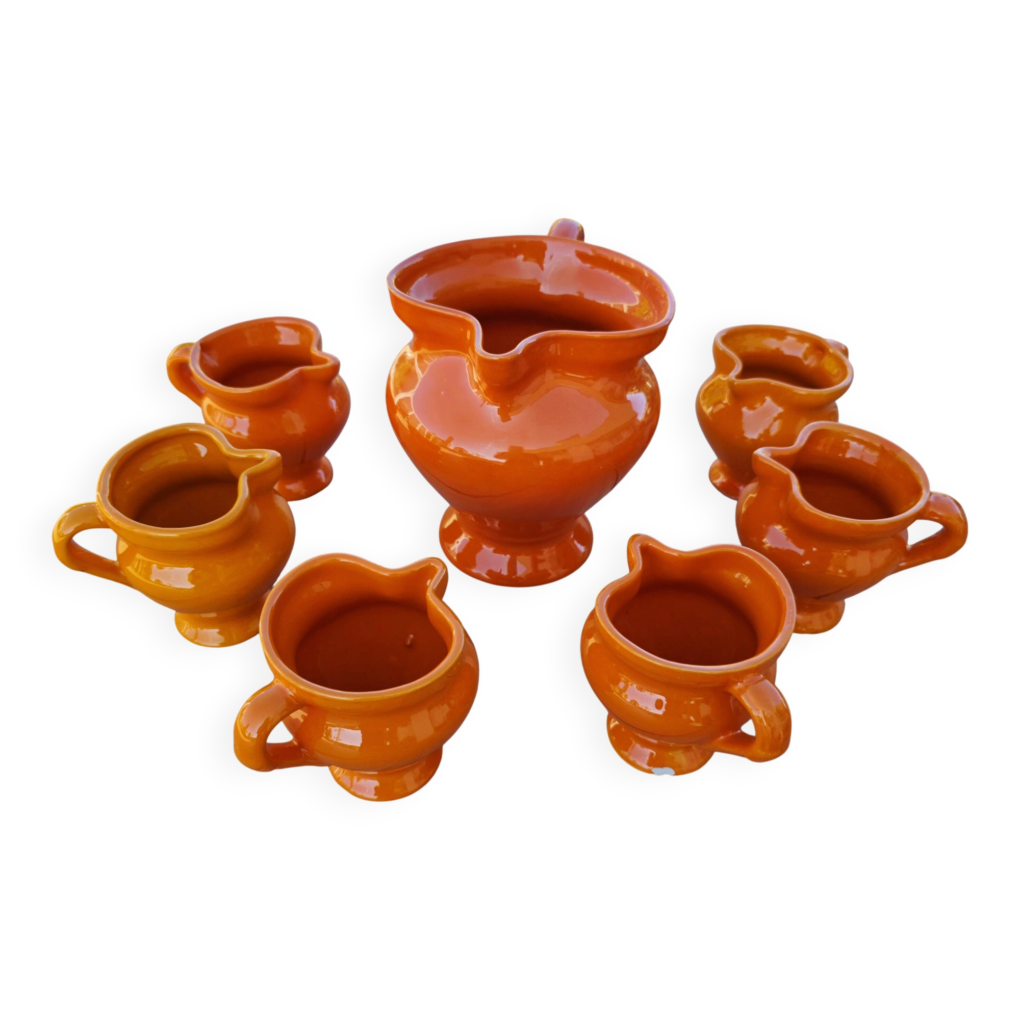 Vintage orangeade service Vallauris – Orange Pop jug + 6 cups