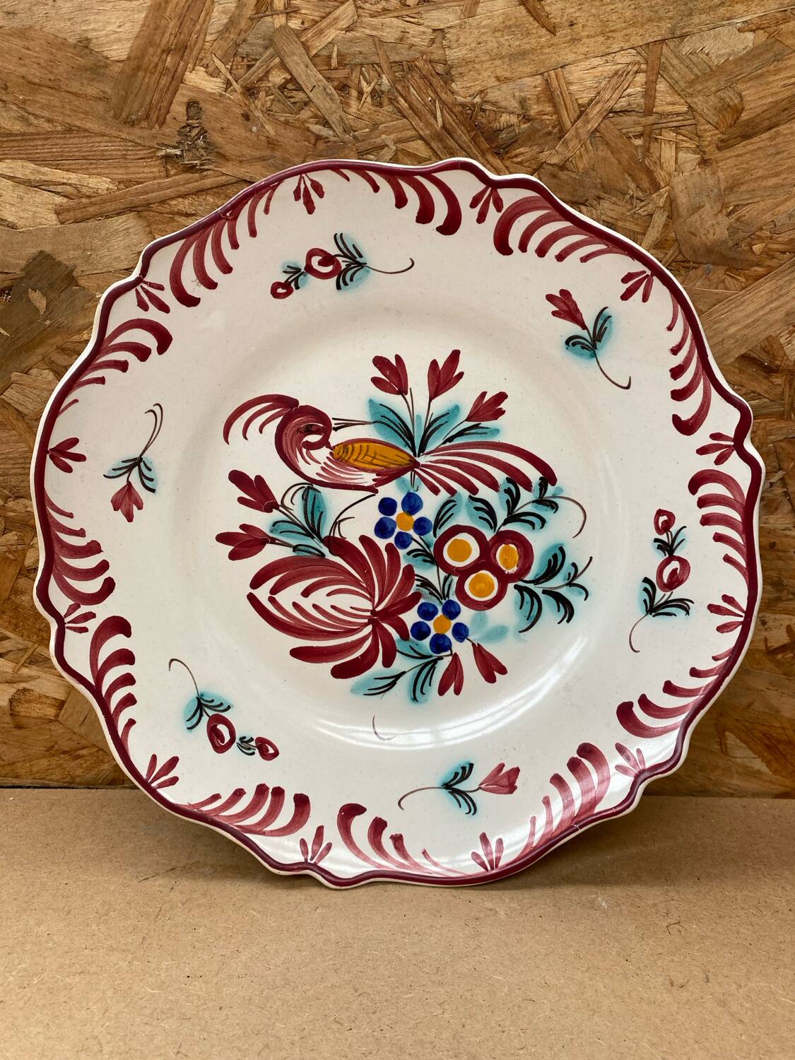 Old Emile Tessier Ceramic Plate Vintage Bird Decor