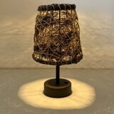 Bamboo & Rattan Solar-Powered Desk Lamp 27x17cm. Dark Coffee Color