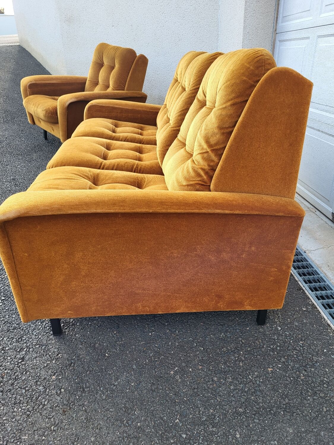 Ensemble canapé fauteuil vintage velours