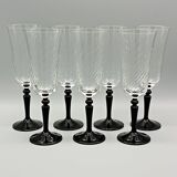7 vintage black foot flutes onyx model from luminarc france