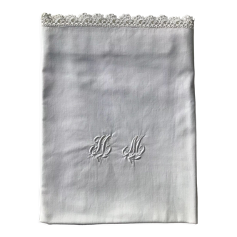 Monogram pillowcase HM original crocheted edge