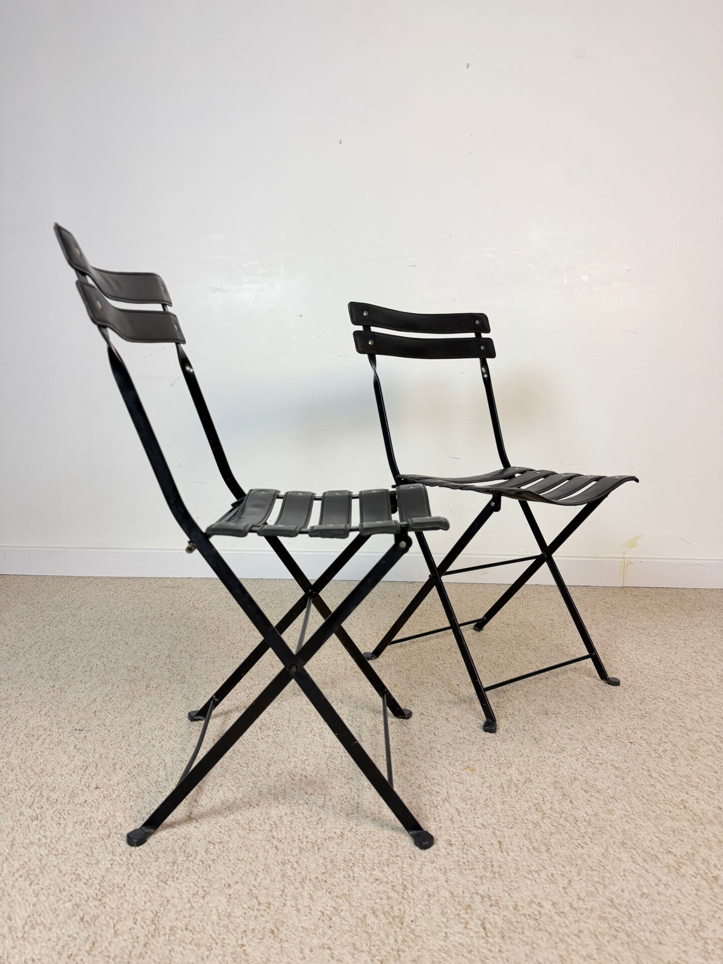 Pair of Celestina chairs by Marco Zanuso for Zanotta in black leather.