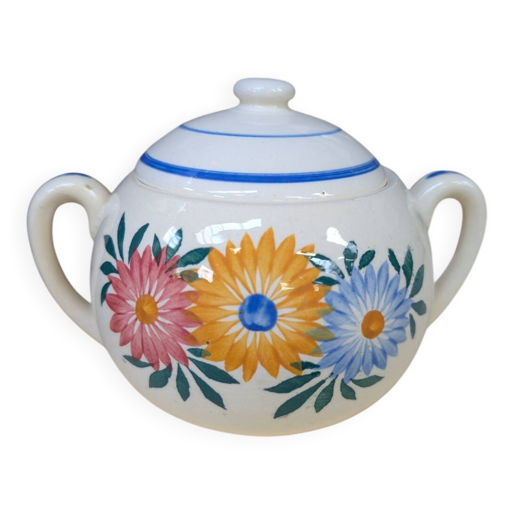 Vintage earthenware sugar bowl