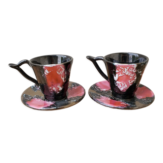 Duo of ceramic cups from Vallauris