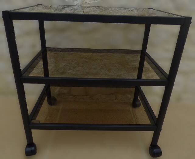 Erard design brand modern serving table with glass shelves and aluminum structure