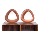 Paire d’appliques Italiennes en teck et opaline par Goffredo Reggiani 1960.