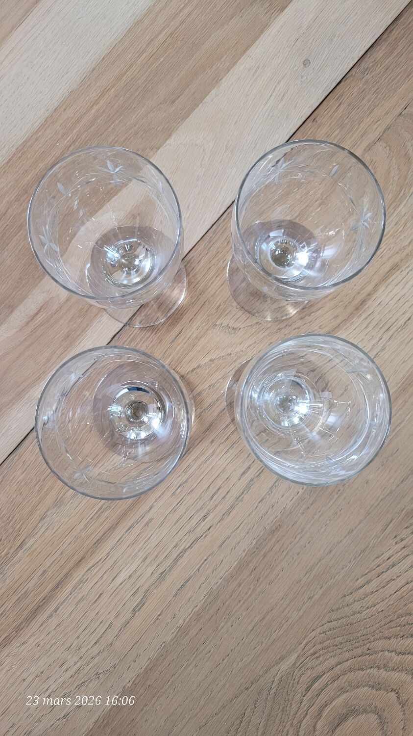4 antique stemmed glasses