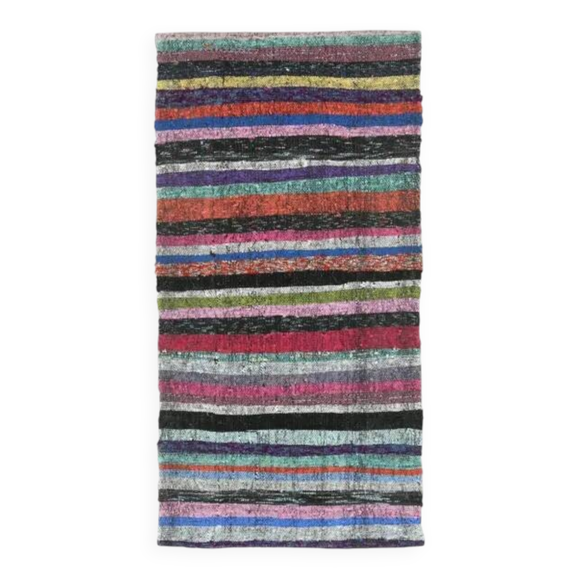 Vintage Turkish Hand-Knotted Wool Cotton Pink Kilim Runner Rug 86x171