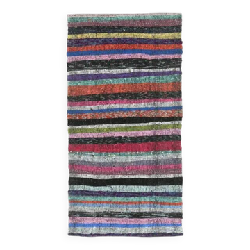 Vintage Turkish Hand-Knotted Wool Cotton Pink Kilim Runner Rug 86x171